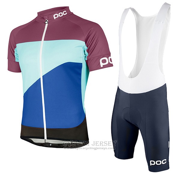 2017 Cycling Jersey POC Fondo Elements Blue and Fuchsia Short Sleeve and Bib Short